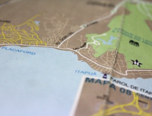 イタポアンのビーチの地図（ブラジル、バイーア州、サルバドール） - Map, Praia de Itapuã, Salvador, Bahia, Brazil